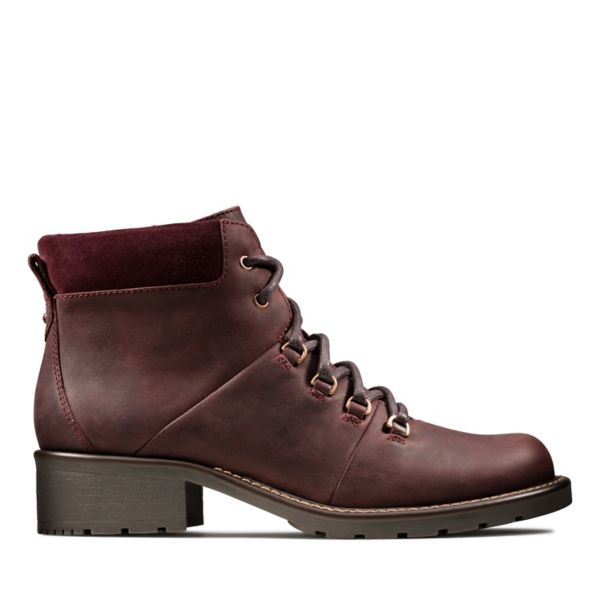 Clarks Womens Orinoco Demi Lace Up Boots Burgundy | UK-429876